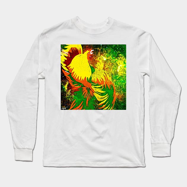 Autumn Rooster Long Sleeve T-Shirt by Overthetopsm